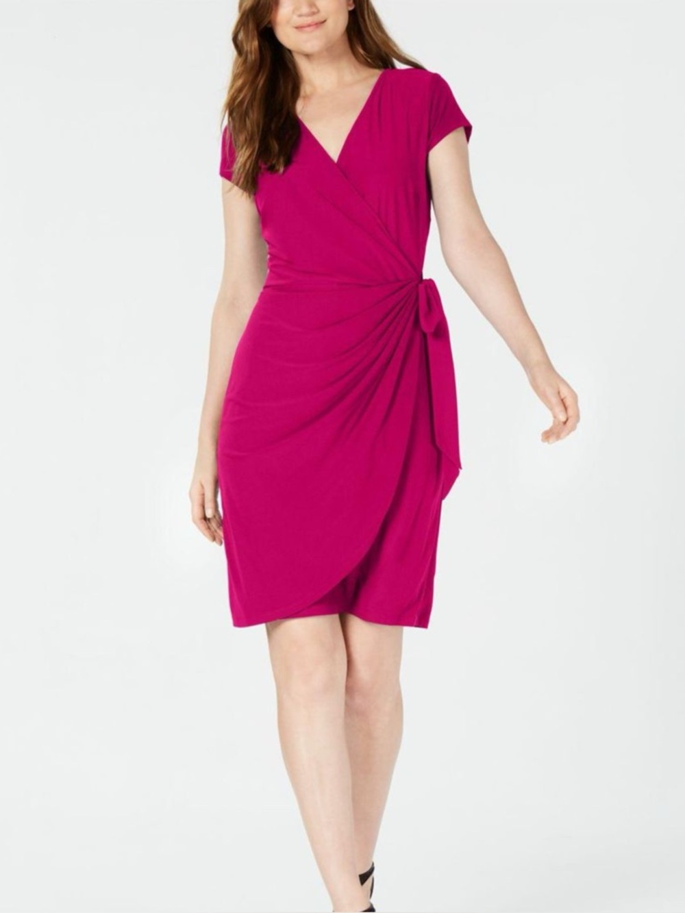 INC 🩷 Women's Fuchsia Midi Wrap Dress